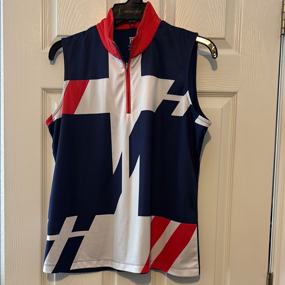 EP Pro Navy and Red Sleeveless Golf Shirt